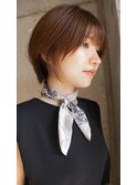大人ボブ丸みショートボブカットナチュラルブラウン30代40代