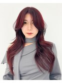 韓国レイヤーボルドーカラーオルチャンヘアヨシンモリ2way前髪