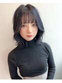 【栄矢場町】ダークブルー、ボブ、ゆるふわ