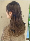 オリーブグレージュおでかけアレンジ