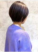 ピンクブラウン ショートボブ レイヤーボブ 髪質改善カラー