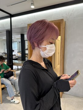 ルディー バイ ヘアーポケット(rudii by HAIR POCKET) 丸みショート×ピンクカラー