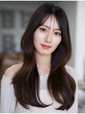 ☆フェミニンロング大人かわいいぱっつん前髪レイヤーカット小顔