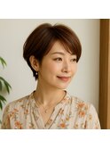 キャラメルブラウンショートボブ　20代 30代 40代 50代 60代