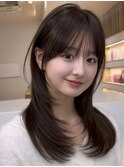 顔まわりカット小顔カット韓国ヘアくびれヘア フェイスレイヤー
