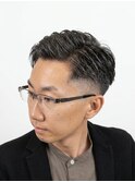 メンズビジネスショートツーブロック七三パート刈り上げ理容室