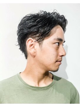 フジヤマ バーバー ショップ(FUJIYAMA BARBER SHOP) 七三オールバックツイストパーマコンマヘア