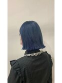 ネイビー切りっぱなしボブ