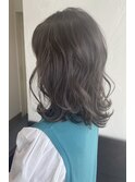 外ハネミディアム/ブリーチ無グレージュカラー/20代30代40代50代