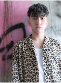 波巻きスパイラルパーマハイライト七三刈り上げ
