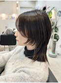 黒髪ウルフカットレイヤーカットウルフパーマショートミディアム