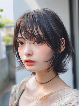 レヴ 草加店(LEV.) イメチェン 外はね ボブ 美髪 ワイドバング ブルーブラック