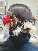 和風ボリュームアップヘア 結婚式 お呼ばれヘア 二次会ドレス 