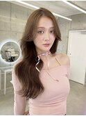 明るめベージュ　ブリーチなし　マロンベージュ