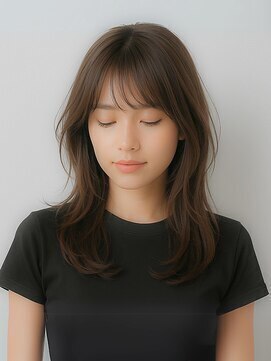 ルシードスタイルアンディアーモ(LUCIDO STYLE andiamo) レイヤーカット韓国風マッシュ切りっぱなしミディアムくせ毛風