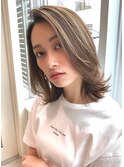 くびれヘアアプリコットオレンジハイライトカラー