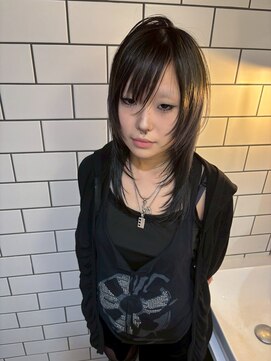 ベレーザ 渋谷(BELEZA) 17224黒髪ハイレイヤーウルフシャギーカットアッシュブラック