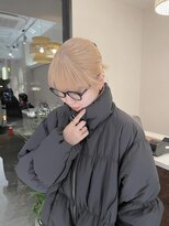 ルル 表参道(lulu.)&nbsp;ミルクティーベージュ 結べるボブ ブリーチ ワイドバング【Riku