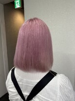 アジールヘア 所沢プロペ通り店(agir hair) ピンクボブ切りっぱなし淡いピンク所沢10代20代