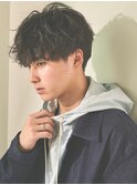 ニュアンスパーマアッシュブラックウルフ波巻きスパイラル渋谷