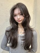 ライン(LINE)&nbsp;韓国風/レイヤー/小顔/前髪カット/髪質改善/グレージュ/透明感