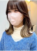 安積くびれレイヤーカットハイライトカラー顔周りベージュカラー