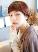 ■ハイライト/レディレッド/眉上バング/クールショート元町8-4