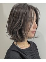 ネックス 表参道本店(nex) デザインカラーレイヤーカットウェットヘアオリーブベージュ白髪