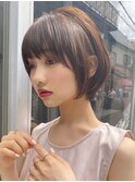 ミルクティーベージュダブルカラーインナーカラー韓国20代前髪