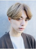爽やかツーブロックシャドウパーマセンターパートコンマヘア