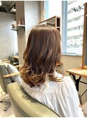 大人可愛いブリーチなし透明感ミルクティーベージュカラー