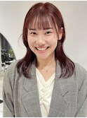 毛利/韓国風くびれ巻きダブルカラー暖色カシスピンクブラウン秋