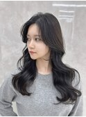 長め前髪　レイヤーカット　韓国ヘア