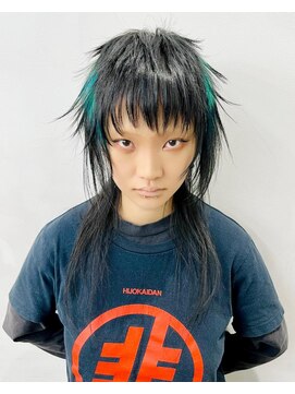 レコ 渋谷(LECO) ブラック×エメラルド×マレット