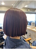 ピンクブラウン/ブリーチなし/ボブ