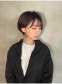ショートボブ×フェミニン×ラベンダーカラー