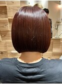 髪質改善20代30代大人ガーリー暗めカラーチェリーブラウンボブ