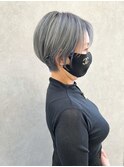 山口県初☆大人ショートブラック/脱白髪染めハイライト