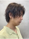 調布メンズパーマセンターパートツイストスパイラルパーマカット