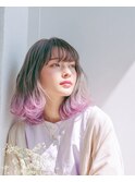 【韓国・レイヤー】エンドカラーピンクグレージュ