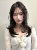 韓国風/レイヤー/前髪カット/オリーブ/透明感/ハッシュカット