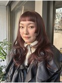 顔周りポイントカット×カシスブラウン