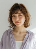 ミルクブラウン/ダークパープル/ナチュラルショート/夏/センター
