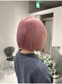 ホワイトピンクラベンダーピンクブリーチハイトーンボブ