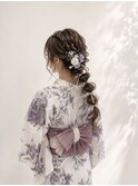 20代30代 編みおろし浴衣ヘア 花火大会ヘアセット