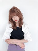 レイヤーカット大人かわいい前髪ココアブラウンフリンジウェーブ