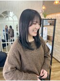 レイヤーカット透明感グレージュ