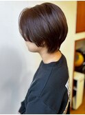 ハンサムショート ショートボブ センターパート ブラウンカラー