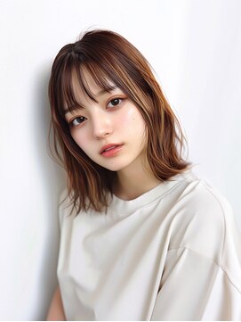 アボヘアー(Abo hair) 20代30代40代シースルーバング×ゆるふわチョコレートブラウン