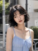 ノラ シブヤ(NORA)&nbsp;小顔ミディアムパーマミディアムデジタルパーマボブパーマ前髪